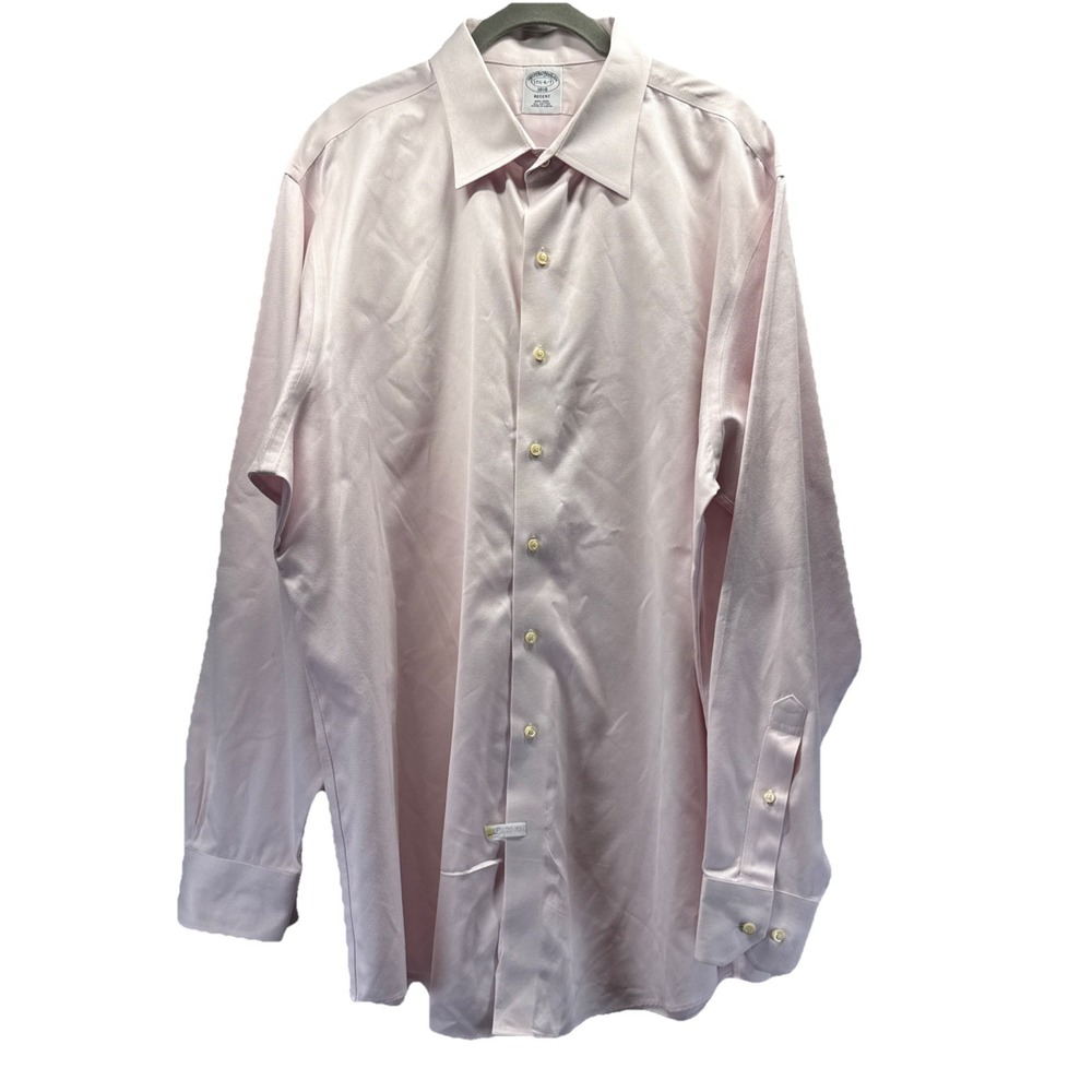 Brooks Brothers Regent Men's Dress Shirt 17.5 6/7 Solid Pink Long Sleeve Cotton